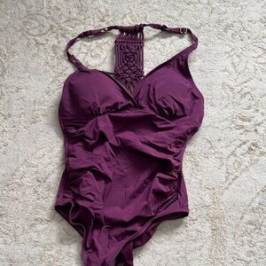 Stylish Purple Halter Swimsuit